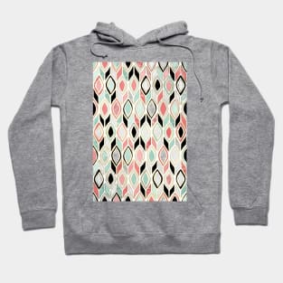 Patchwork Pattern in Coral, Mint, Black & White Hoodie